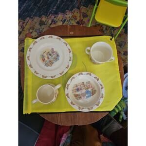 ROYAL DOULTON BUNNYKINS FINE BONE CHINA CHILD'S 4 PIECE SET~VERY GOOD CONDITION